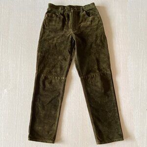 Vintage 2000s Suede Leather Pants - Size M - Wash & Wear Washable Suede